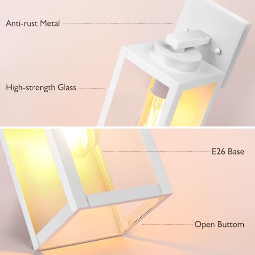 Image of BesLowe Outdoor Wall Light, Modern Exterior Porch Sconce Lighting, White