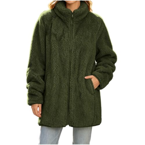 Sherpa Jacket Women Stand Collar Teddy Fleece Coat Fall Winter Outerwear - image 1