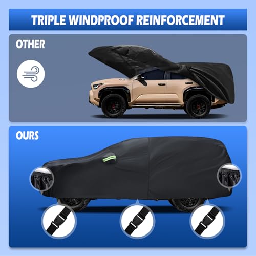 Image of Car Cover Custom Fit for Toyota 4runner 2002-2026, Migaven Waterproof Full Exterior Cover Sun Rain Protection with Door Zipper and Cotton Lining, Black
