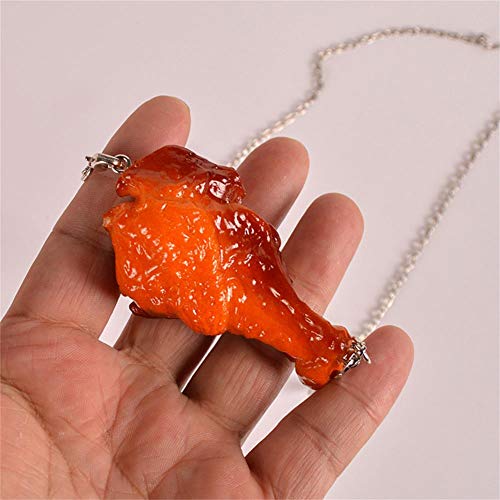 Hanmade Simulation Fried Chickens Pendant Necklace Funny Creative Resin Simulation Food Chicken Legs Wings Link Chain Necklace for Women Men Girls Boys Jewelry4