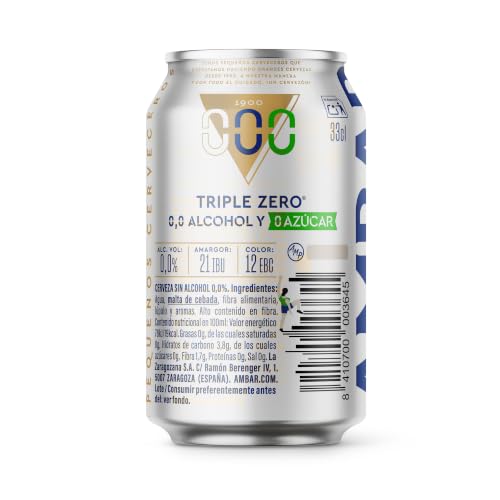 Miniatura 3 de Ambar Triple Zero - Pack 24 Latas X 33 Cl - 0.0 Volumen De Alcohol - 0 Azúcar El Embalaje Puede Variar