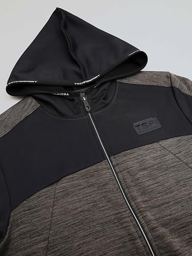 Image of TECHNOSPORT Men's Self Design Hooded Slim Fit Fleece Jacket