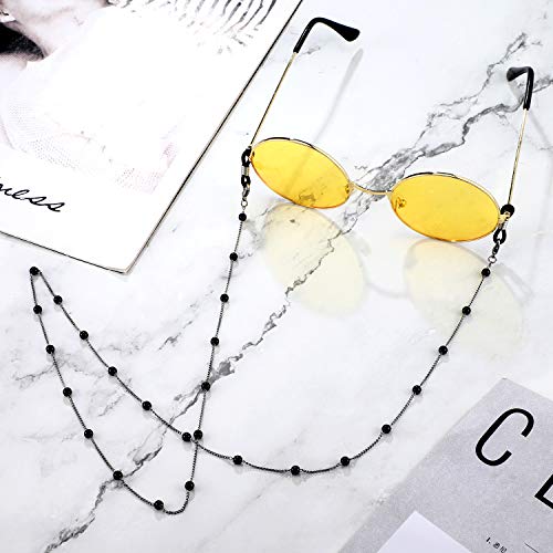 Frienda 6 Pieces Eyeglass Chains Elegant Eyewear Retainer Beaded Eyeglass Strap Holder (Black, Silvery) #TOP5