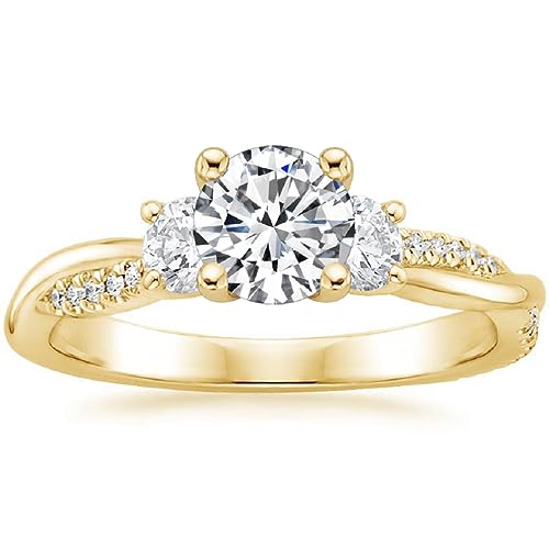 14K Yellow Gold Halo Wedding Ring Set For Women 1 CT Round Cut Moissanite Bridal Set Ring For Engagement Gift2