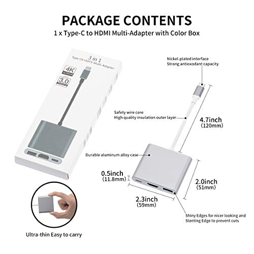 Aisonk Usb-C To Hdmi Adapter, Usb 3.1 Type C To Hdmi 4K Multiport Av Converter With Usb 3.0 Port Mac Hdmi Adapter,Usb-C Digital Av Multi Port Adapter For Macbook Pro/ S8+/S9+/Projector/Monitor（Gray） #TOP5