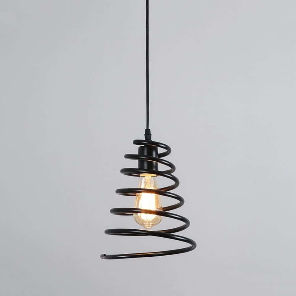 LYMSXAZOU Industrial Black Pendant Lights, V-intage Single Kitchen Chandelier Fixture, Hanging Ceiling Swag Lamp Compatible with Dining Table Loft,Chandelier Lamps