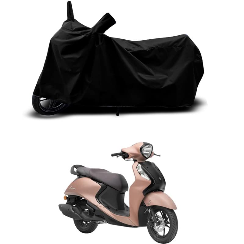 Image of 100% Scratchproof /UV-Rays /Heat Protection /Birds Dropping /Water Resistant /Dust Proof /Waterproof /Bike Scooty Two Wheeler Body Cover Compatible for Fascino 125 SPL Disc All Varients[Black]