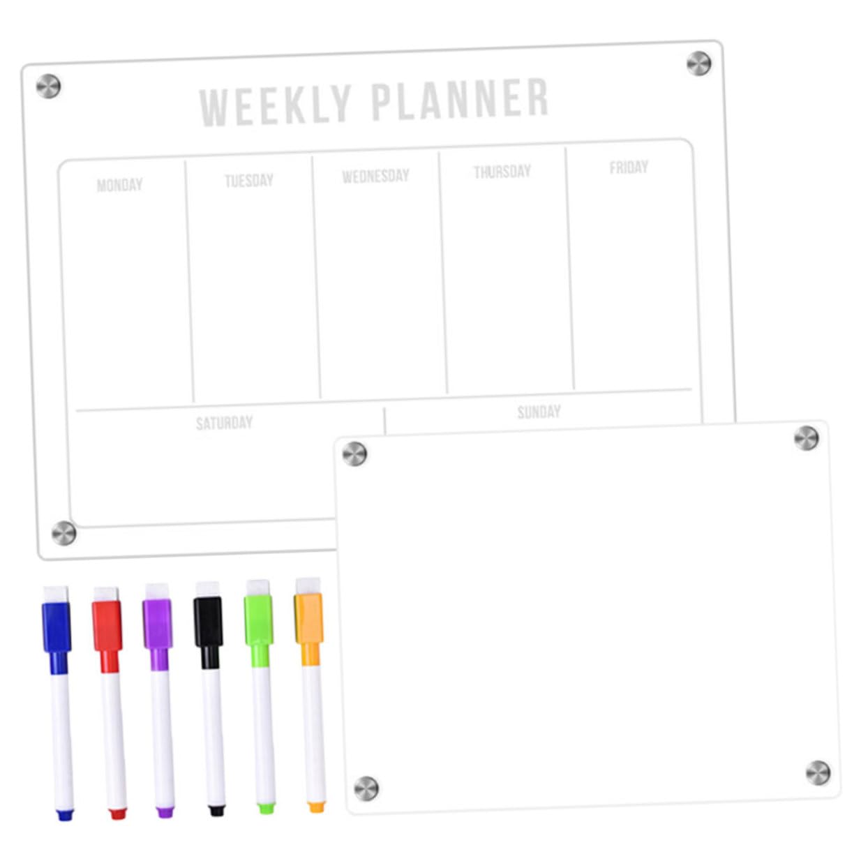 NUOBESTY Tablero de Notas Magnético para Nevera Pizarra white Borrable Calendario Semanal Pizarra Acrílica Transparente para Planificación Familiar Cocina