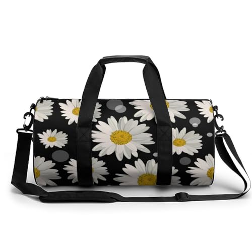 Sac de sport marguerite blanche idéal pour gym et fitness 45cm