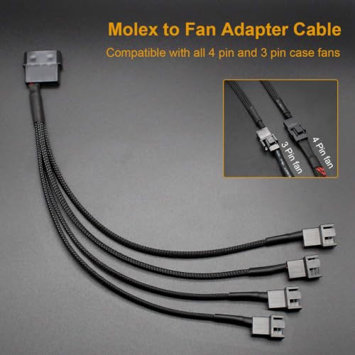 Adaptador Molex a 3 pines divisor de alimentación para ventiladores de PC 6