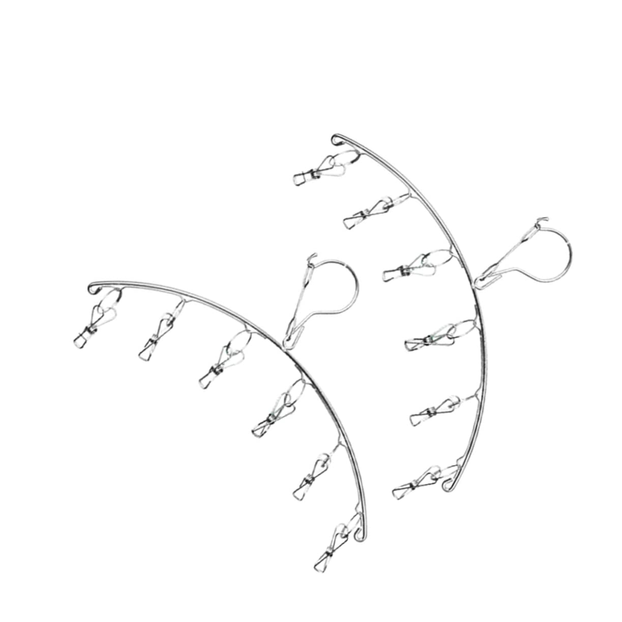 OUNONA 2pcs Arc Stainless Steel Sock Drying Rack with Windproof Clips for Laundry Space Saving Design for Indoor and Outdoor Drying and Easy to Use