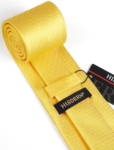Image of HISDERN Mens Ties Solid Color Tie and Pocket Square Set Classic Woven Formal Neckties & Handkerchief Wedding Party