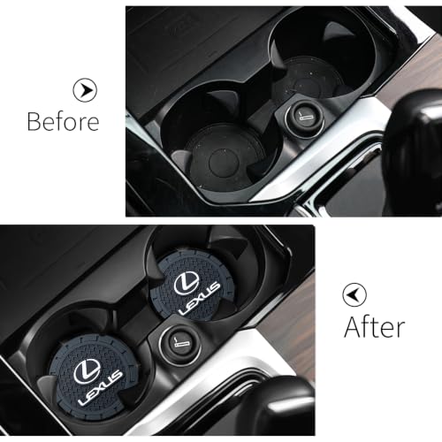 Image of YUIQIEUY Car Cup Holder Coaster for Lexus Recessed Silicone Cupholder Coaster Interior Accessories 2.75in 2Pack Black