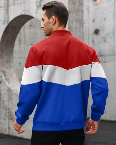 Image of HYPESTFIT Mens Lightweight Jacket Casual Bomber Jacket Color Block Varsity Coat