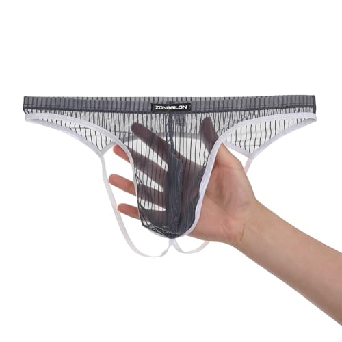 Mens Sheer Bulge Enhancing Jockstrap Briefs See Through Flex Thongs Underwear Pack S M L XL 2XL3