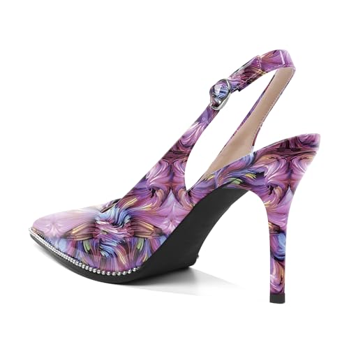 Image of SAMMITOP Women Slingback Heels Stilettos Closed Pointed Toe High Heel Silver Beaded Pumps Comfortable 3.5 Inch High Heels for Women Dressy Shoes
