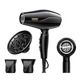 Professional Salon Hair Dryer, CONFU 1875 Watt Negative Ionic Fast Drying Blow Dryer, AC Motor Low Noise Hair Blow Dryer with Diffuser & 2 Concentrator Nozzles