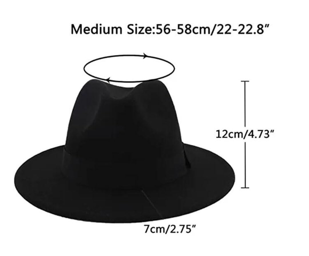 Hgvcfcv Cappello Fedora classico elastico unisex in feltro di lana cappelli jazz eleganti uomo donna cappello trilby a tesa larga