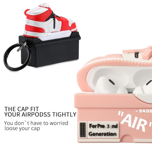 Image of [2Pack] Compatible Airpods Pro 3 Case (2025),3D Cute Cartoon Shoe Box Soft Silicone Protective Cases for Apple AirPods Pro 3rd Generation Case,Airpod Pro 3 Cover with Keychain for Women Men,Red+Pink