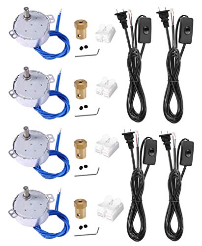 4PCS Synchronous Synchron Motor Turntable Motor Electric Turner Motor for Cup Turner Cuptisserie Tumbler Cup Rotator with 7mm Flexible Coupling Lamp Cord 100-127VAC 50/60 Hz 4W CCW/CW (2.5-3RPM)