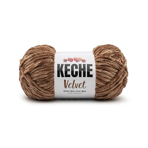 Image of Keche Velvet Yarn for Crocheting, Soft Chenille Bulky Baby Blanket Amigurumi Yarn 100 gr (132 yds) - Latte