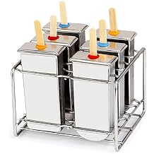 Stainless Steel Popsicle Molds Set,with Base and Bamboo Sticks Quick Freezing Homemade Ice Pops and Ice Cream Shapes, for Treats