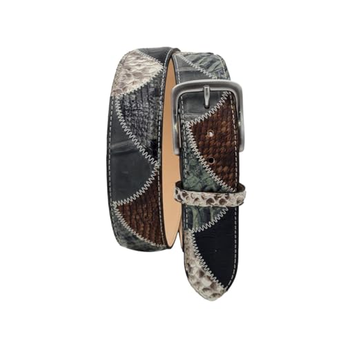 Cintura 4 cm con lavorazione Patchwork di pitone e pelle