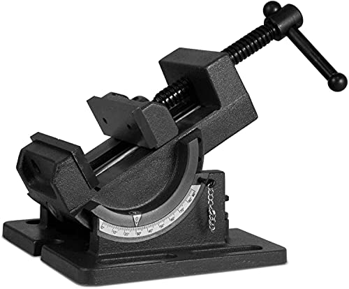 Nisorpa 3 Zoll Bohrmaschinen Schraubstock, 0-90° drehbarer Wiege-Stil Winkelbohrmaschinen Schraubstock Kippbar Werkbank Klemmschraubstock Gusseisen Industriestärke Tisch-Kippwinkel-Schraubstock Cover