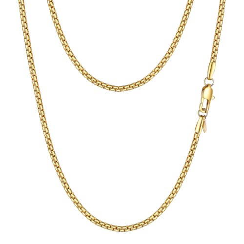 Image of PROSTEEL Stainless Steel Flat Box Link Chain Necklace for Men