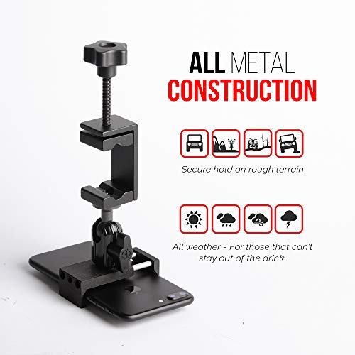 Enduro Golf Cart Mount for Phone and SkyCaddie SX400 - TACKFORM [Enduro Series] - Rock Solid All-Metal Holder for Phones and GPS up to 3.4" Wide. Industrial Spring Grip. - Thumbnail 5