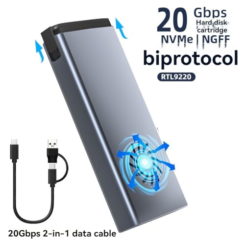 Carcasa SSD M.2 20 Gbps USB-C protocolo dual para disco duro externo 2280 3