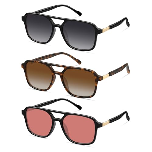 Image of GRFISIA Retro Aviator Sunglasses for Women Men Trendy Rectangle Womens Mens Sun Glasses Shades for Driving Vacation UV400
