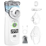 MILFECH Inhalationsgerät tragbar Vernebler Set Mit USB Wiederaufladbar, Timer und Display, inhalator verneble Masken und Mundstück für Kinder und Erwachsene (Schwarz)