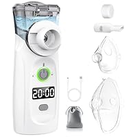 MILFECH Inhalationsgerät tragbar Vernebler Set Mit USB Wiederaufladbar, Timer und Display, inhalator verneble Masken und Mundstück für Kinder und Erwachsene (Grau)