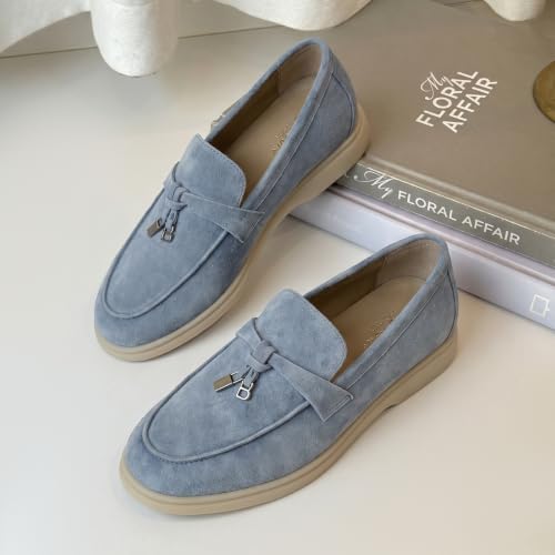 Image of BEAU TODAY Suede Loafers Flats for Women, Women's Slip On Penny Loafers, Leather Driving Comfortable Dress Ladies Loafers Casual Office Work Shoes