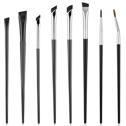 8 Stück Eyeliner Pinsel Set Professioneller Augenbrauenpinsel Feiner Lidschatten Make Up Pinsel Set Abgewinkelt Eyelinerpinsel Abgewinkelt Brauepinsel Augen-Make-up-Werkzeug für Kosmeti Anfänger