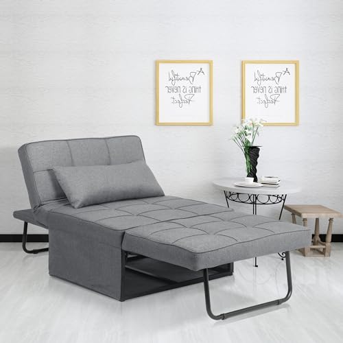 Ainfox Sofa Bed, 4 in-1 Sleeper Chair Bed Multi-Function Folding Convertible Couch Chair Ottoman Bed for Apartment, Small Space (Sky Gray)
