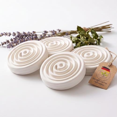Handgemachter Duftstein 4er Set ideal für ätherische Öle Duftöle Aromaöle oder Parfüm. Duftsteine Diffuser für Guten Duft in Schränke Schreibtische Wohnzimmer und Keller WUNDERKRAFT.bio (4)