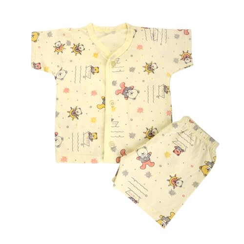 Image of Lil' Shark Baby Cotton T-Shirt & Shorts Set | 100% Pure Cotton Summer Wear for Baby Boys & Girls | Soft, Breathable Infant Casual Outfit | Printed T-Shirt with Shorts Set