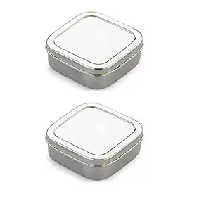 Mirror Finish Stainless Steel Portion Control Food Container/Lunch Box/Tiffin (300 ml) Pack of (2)