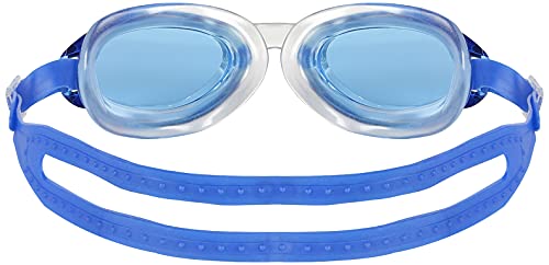 Image of I-SWIM LADIES COSTUME IS-103 ROYAL /WHITE LINES SIZE 2XL WITH GOGGLES SILICON JOINTLESS WITH BOX BLUE