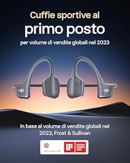 SHOKZ Cuffie Sportive OpenRun Pro 2 a Conduzione Ossea, Wireless Bluetooth 5.3, Microfoni con Cancellazione Rumore, Impermeabili IP55, 12 Ore Riproduzione, Ricarica Rapida USB-C, Nero