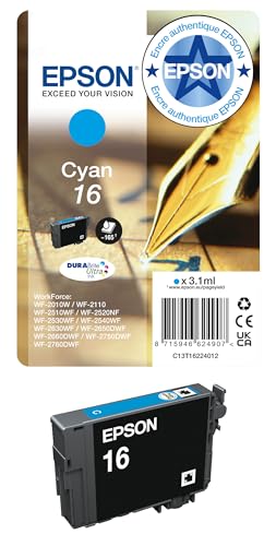 Epson 16 Cyan Pen & Crossword, Genuine, DURABrite Ultra Ink