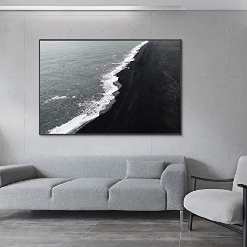 Toile marine noir et blanc pour salon nordique chic 40x80