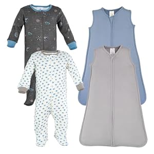 4Pc Comfy Cozy Set – 2 Sleep Sack & 2 Footed Pajamas, Super Soft Baby Clothes, Sleepwear Set