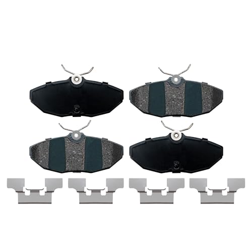 Image of Detroit Axle - Brake Pads for Ford 2002-2005 Thunderbird, 2000-2002 2004 Jaguar S-Type, 2000-2006 Lincoln LS, Ceramic Brake Pads w /Hardware Front and Rear Replacement