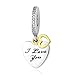 Abalorio de plata de ley 925 con texto en inglés "I Love You", compatible con pulseras y otras pulseras europeas