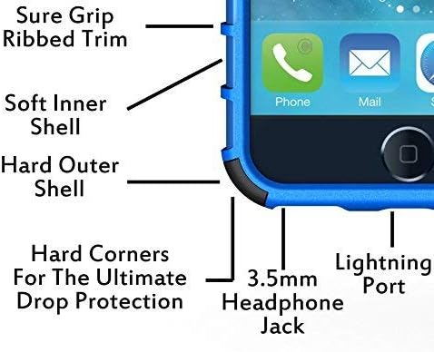 iPhone 8 Case, iPhone 7 Case Protective Cases (iPhone7 & iPhone8) Tough Rugged Shockproof Armorbox Dual Layer Hybrid Hard Plus Soft Slim Armor Phone Cover Case by Cable and Case - Blue iPhone 8 Case