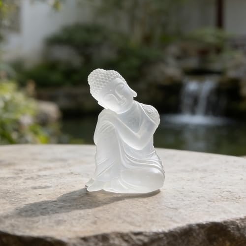 Estatua de Buda Meditando de 5.9 Pulgadas en Resina Blanca