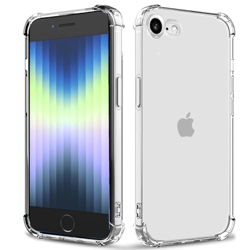 for iPhone 8 case,iPhone 7 case,iPhone SE Case 3/2 (2022/2020 Edition)Clear Military Grade Protection Reinforced Corners Shockpoof Slim Fit Soft Flexible TPU Bumper Phone Case for iPhone SE/8/7,Clear